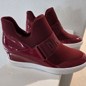 DKNY Cosmos Burgundy Slip-On Wedge Sneakers